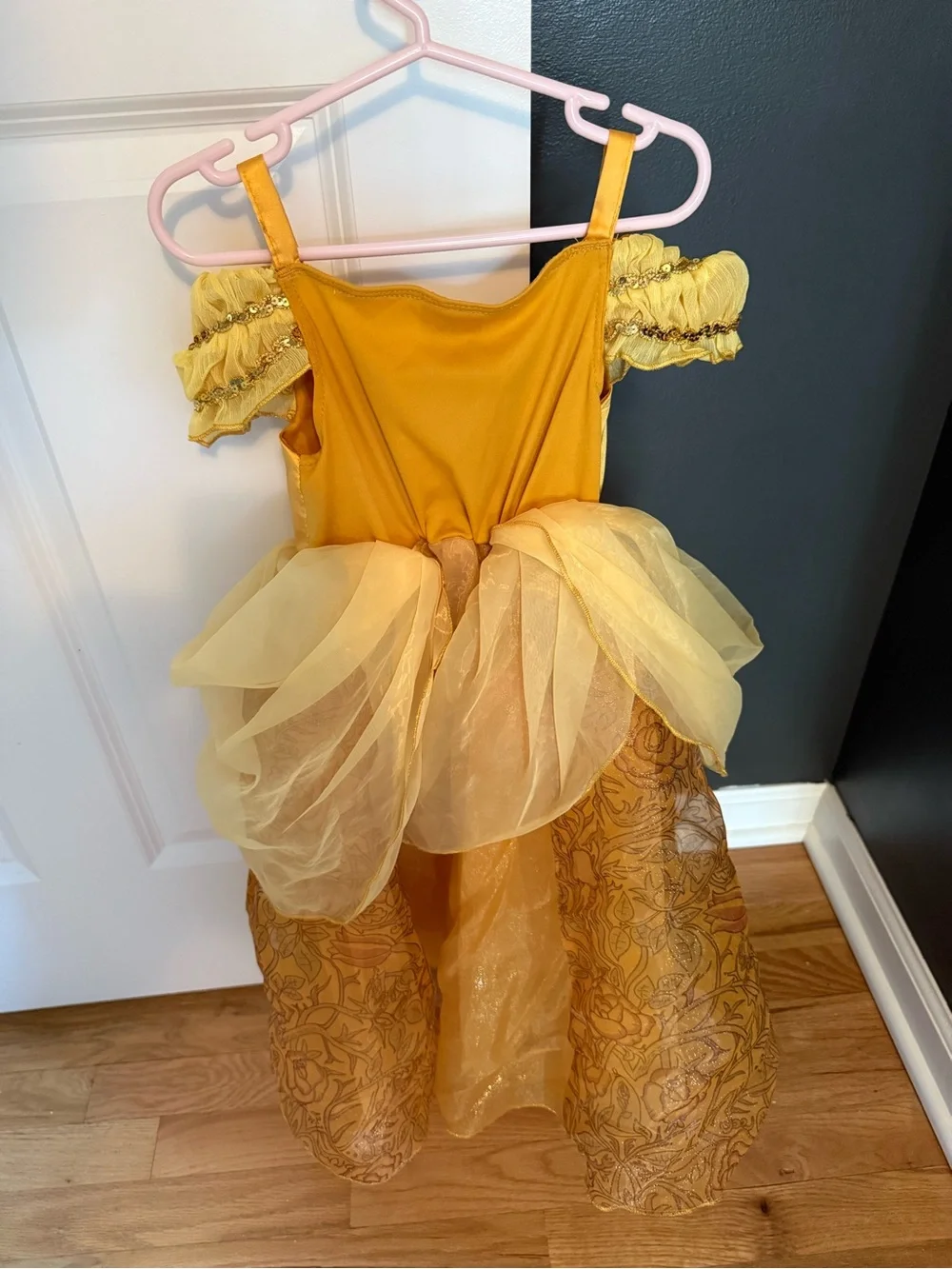 Disney Princess Belle Beauty & The Beast Deluxe Costume Dress 4T Gold Halloween